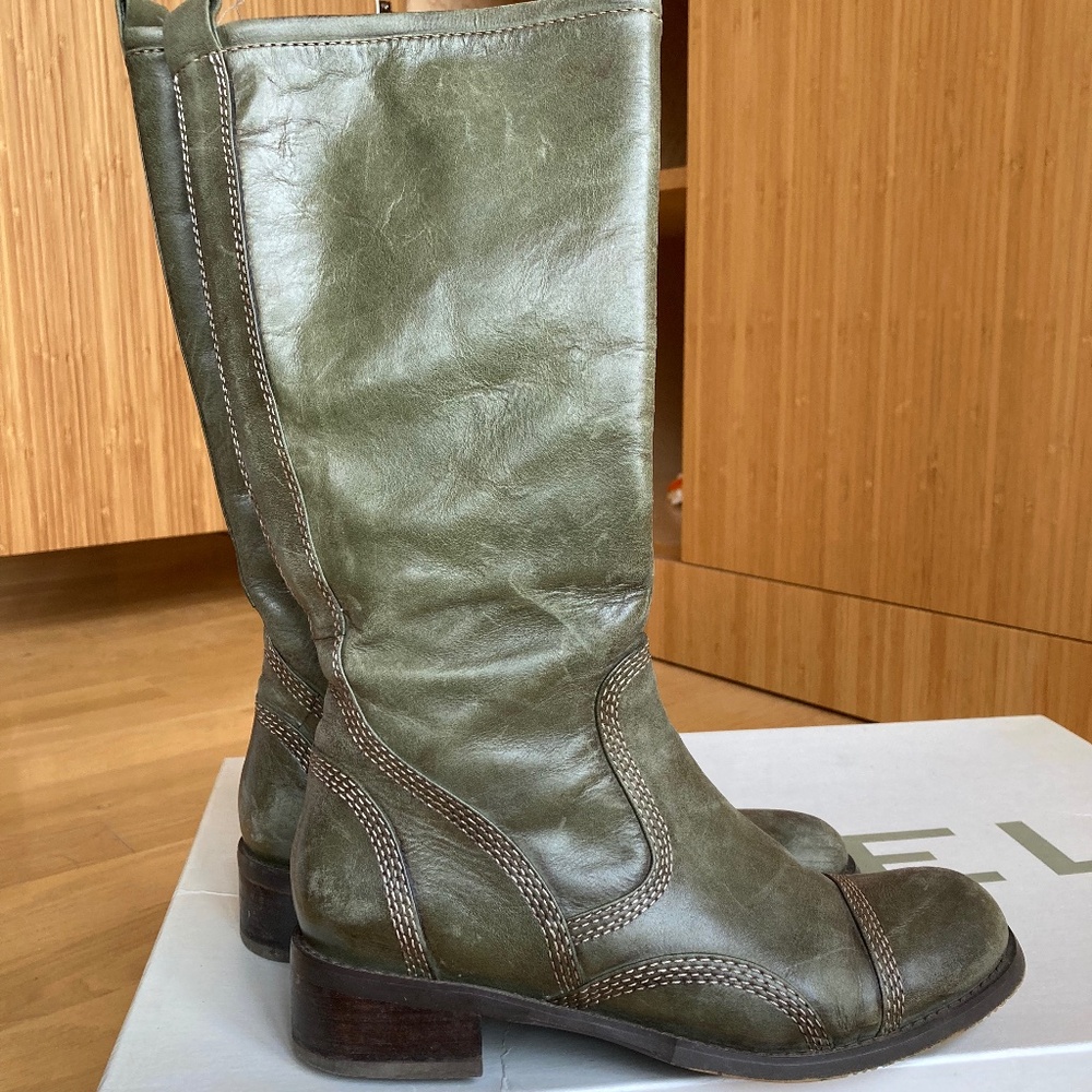 Biviel Olive Green Cap Toe Brogue Boot